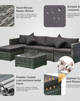 Aosom 6 Piece Outdoor Patio Rattan Wicker Modular Sectional Sofa Set with Coffee Table, image 33