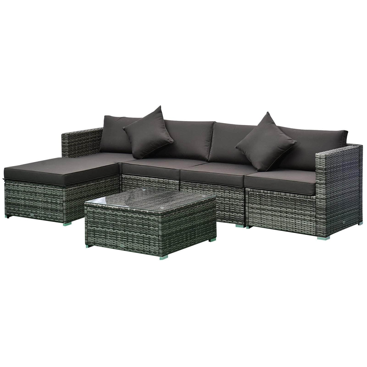 Aosom 6 Piece Outdoor Patio Rattan Wicker Modular Sectional Sofa Set with Coffee Table, image 30