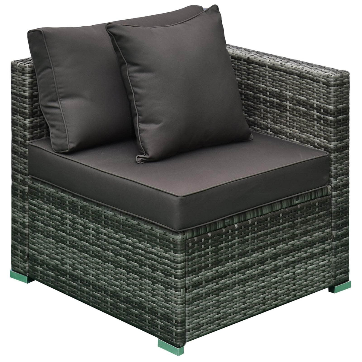 Aosom 6 Piece Outdoor Patio Rattan Wicker Modular Sectional Sofa Set with Coffee Table, image 34
