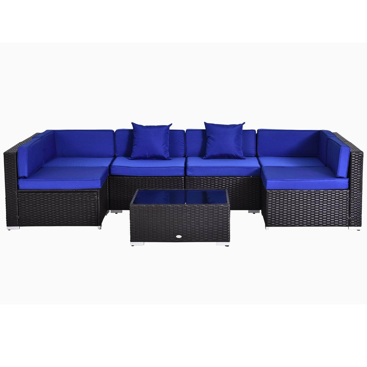 Aosom 7 Piece Outdoor Patio Rattan Wicker Modular U Shaped Sectional Sofa Set with Coffee Table, image 23