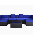 Aosom 7 Piece Outdoor Patio Rattan Wicker Modular U Shaped Sectional Sofa Set with Coffee Table, image 23