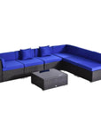 Aosom 7 Piece Outdoor Patio Rattan Wicker Modular U Shaped Sectional Sofa Set with Coffee Table, image 25