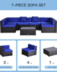 Aosom 7 Piece Outdoor Patio Rattan Wicker Modular U Shaped Sectional Sofa Set with Coffee Table, image 20