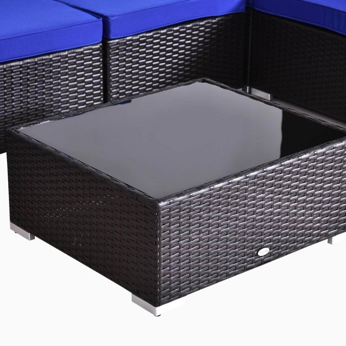 Aosom 7 Piece Outdoor Patio Rattan Wicker Modular U Shaped Sectional Sofa Set with Coffee Table, image 28