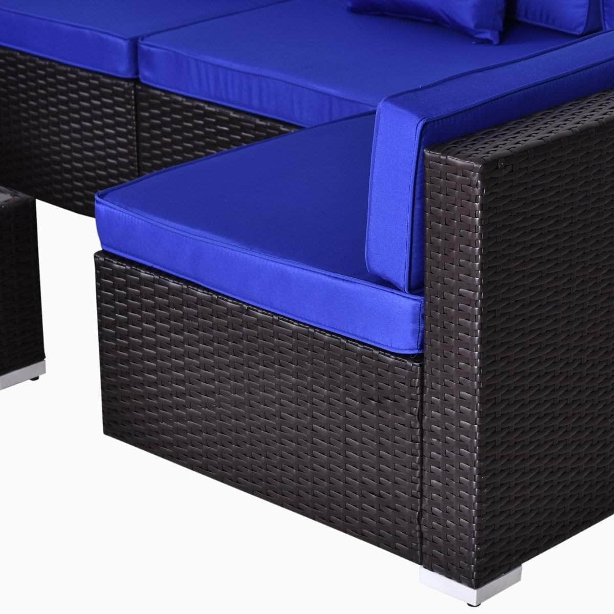Aosom 7 Piece Outdoor Patio Rattan Wicker Modular U Shaped Sectional Sofa Set with Coffee Table, image 31