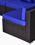 Aosom 7 Piece Outdoor Patio Rattan Wicker Modular U Shaped Sectional Sofa Set with Coffee Table, image 31