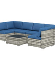 Aosom 7 Piece Outdoor Patio Rattan Wicker Modular U Shaped Sectional Sofa Set with Coffee Table, image 35
