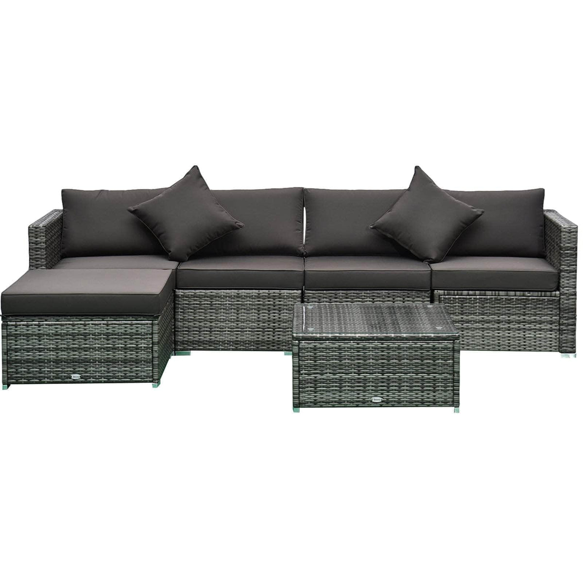 Aosom 6 Piece Outdoor Patio Rattan Wicker Modular Sectional Sofa Set with Coffee Table, image 32