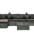 Aosom 6 Piece Outdoor Patio Rattan Wicker Modular Sectional Sofa Set with Coffee Table, image 32