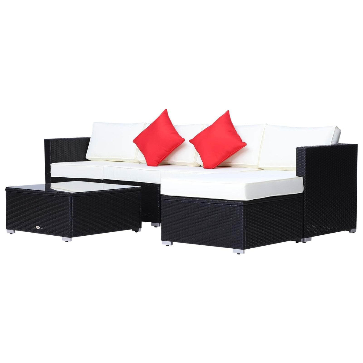 Aosom 6 Piece Outdoor Patio Rattan Wicker Modular Sectional Sofa Set with Coffee Table, image 2