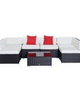 Aosom 7 Piece Outdoor Patio Rattan Wicker Modular U Shaped Sectional Sofa Set with Coffee Table, image 14