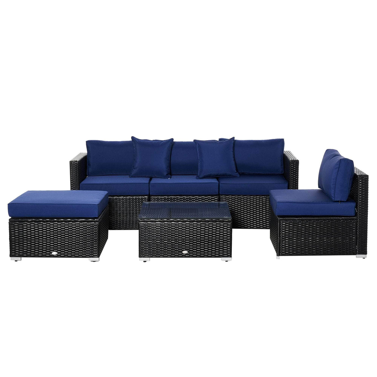 Aosom 6 Piece Outdoor Patio Rattan Wicker Modular Sectional Sofa Set with Coffee Table, image 10