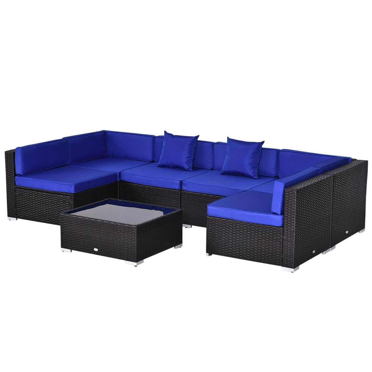 Aosom 7 Piece Outdoor Patio Rattan Wicker Modular U Shaped Sectional Sofa Set with Coffee Table, image 9