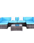 Aosom 7 Piece Outdoor Patio Rattan Wicker Modular U Shaped Sectional Sofa Set with Coffee Table, image 15