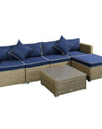 Aosom 6 Piece Outdoor Patio Rattan Wicker Modular Sectional Sofa Set with Coffee Table, image 20