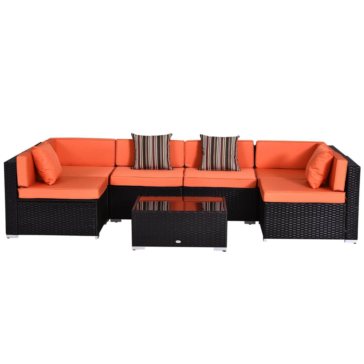 Aosom 7 Piece Outdoor Patio Rattan Wicker Modular U Shaped Sectional Sofa Set with Coffee Table, image 13