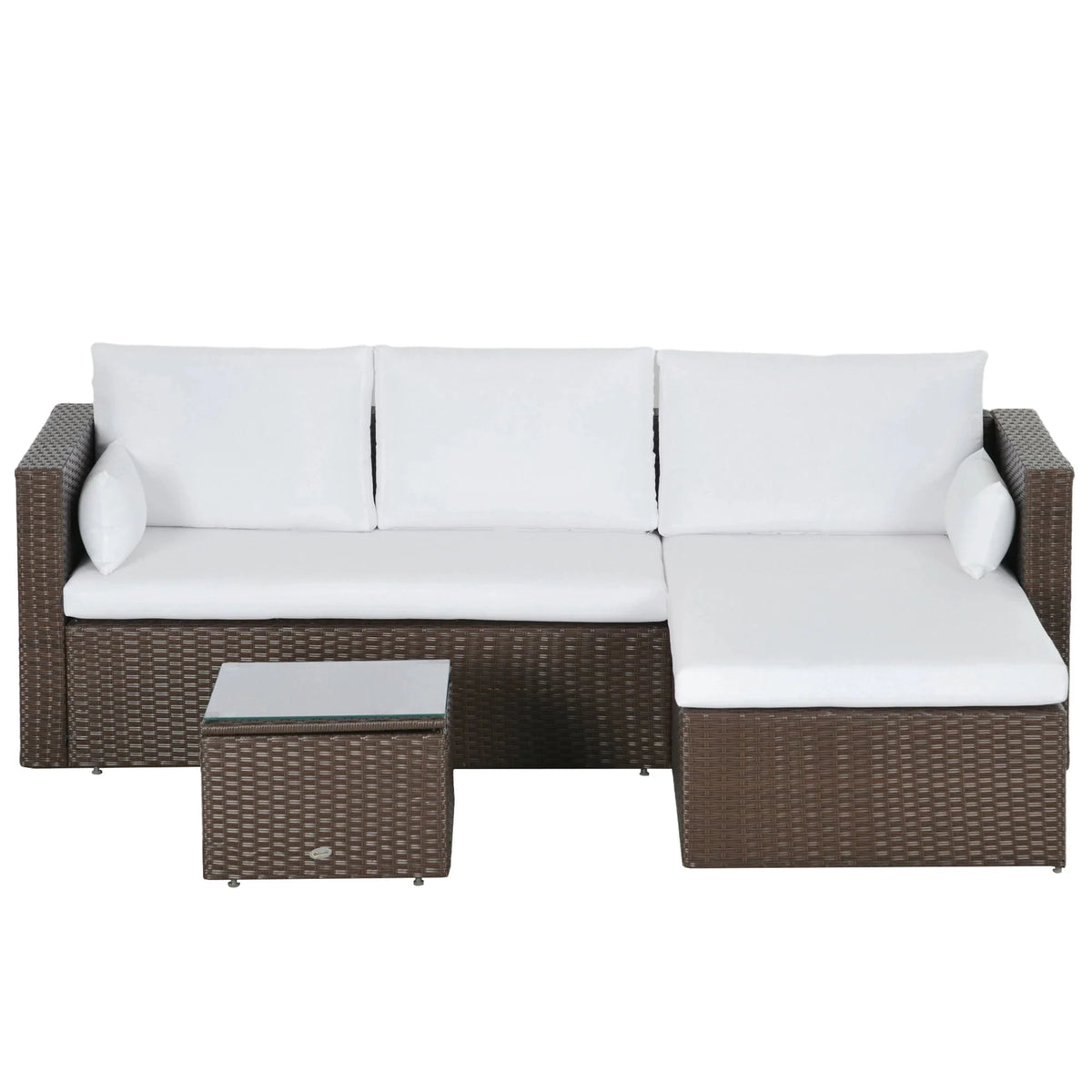 Aosom 3 Piece Modern Outdoor Patio Hand Woven Rattan Wicker Sectional Sofa with Coffee Table, image 42