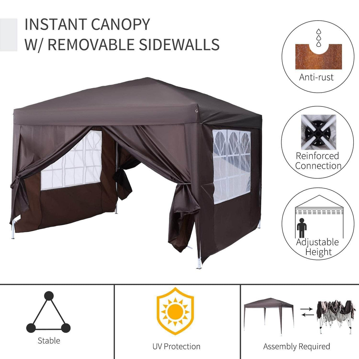 Aosom 10ft x 10ft Gazebo Canopy Portable Outdoor Folding Pop Up Tent, image 17
