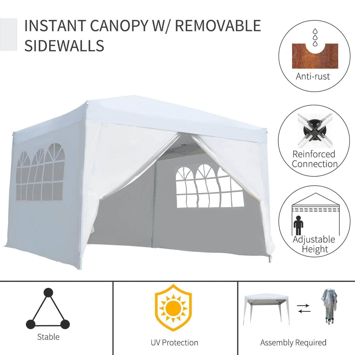 Aosom 10ft x 10ft Gazebo Canopy Portable Outdoor Folding Pop Up Tent, image 3