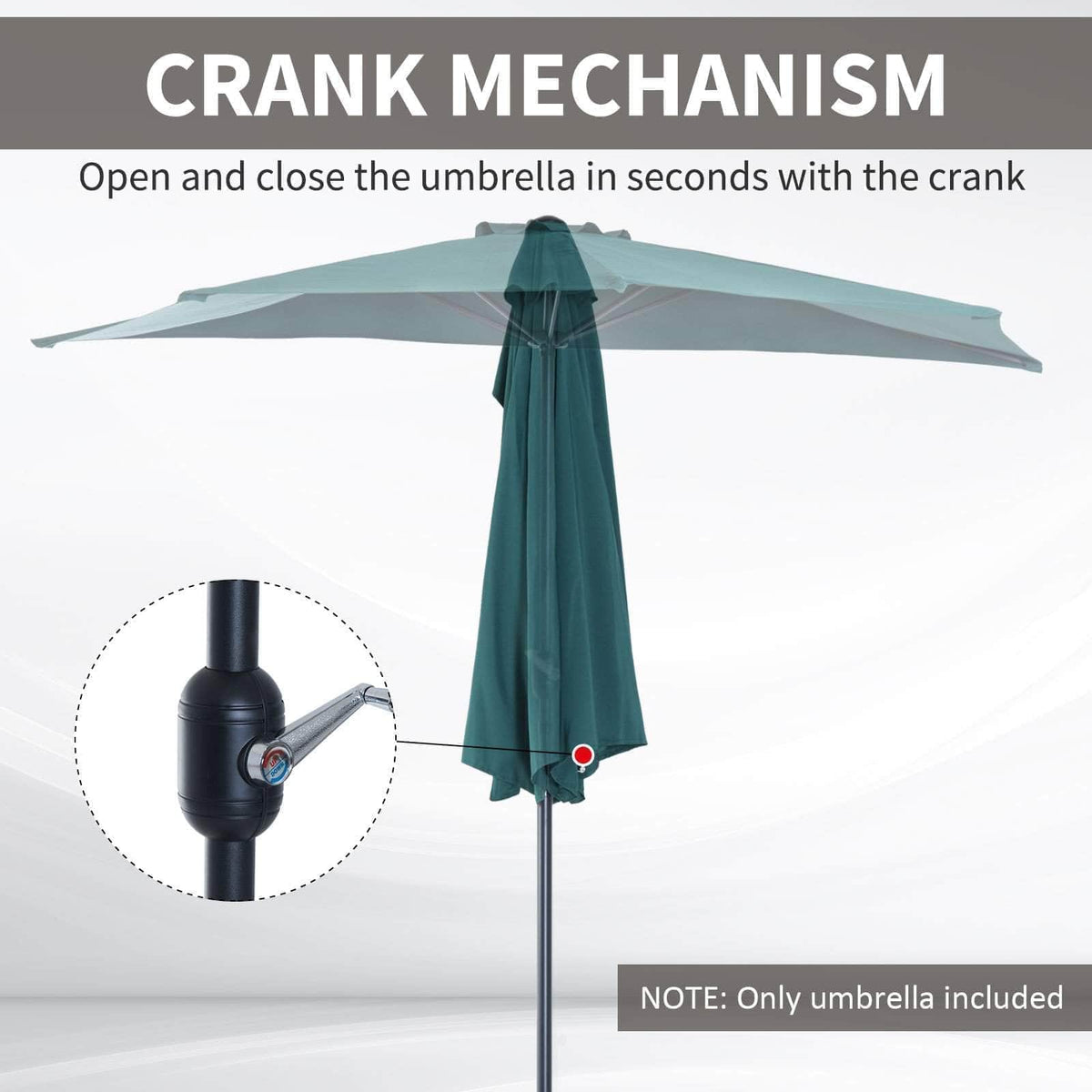Aosom 9ft Outdoor Patio Half Round Umbrella Sunshield, image 11