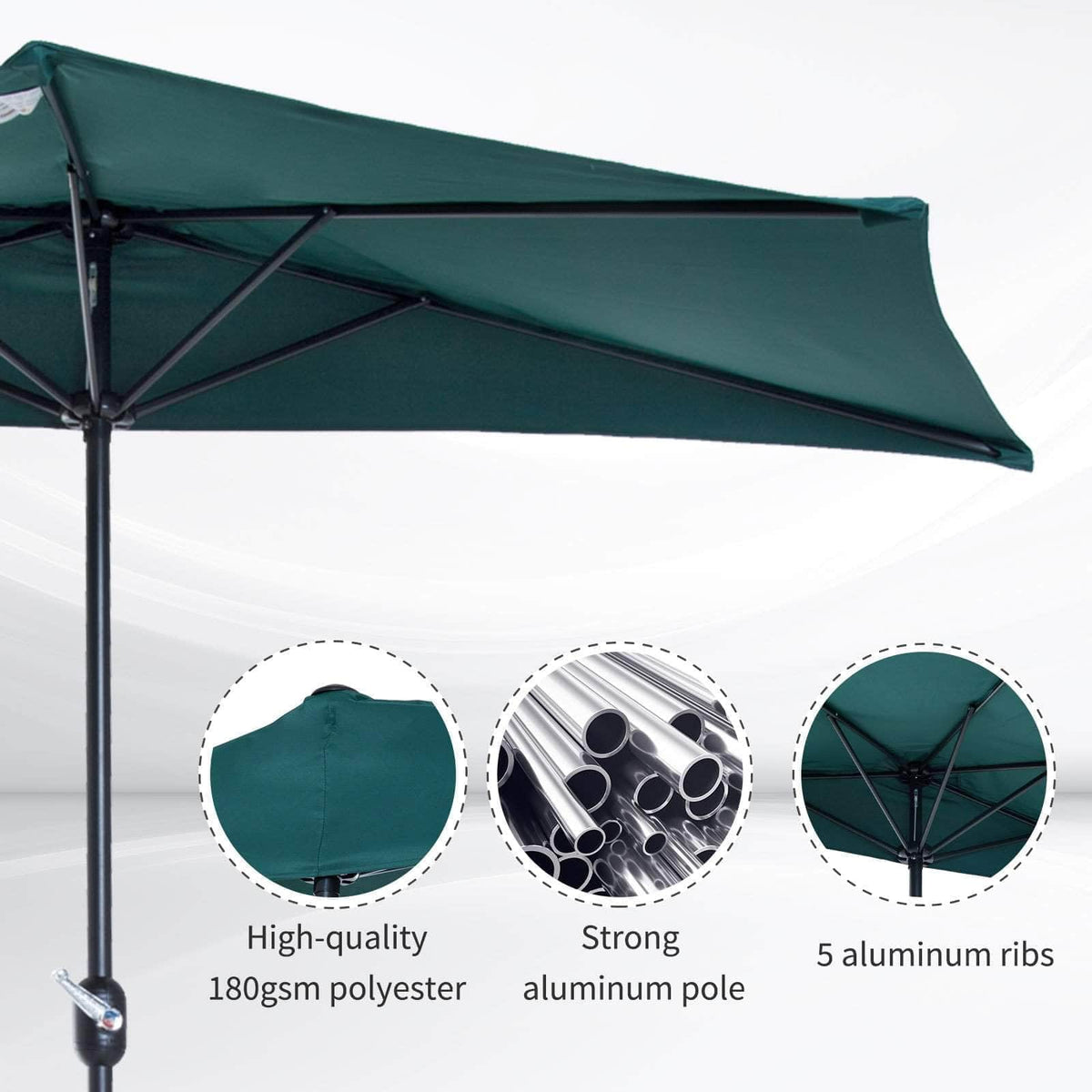 Aosom 9ft Outdoor Patio Half Round Umbrella Sunshield, image 12