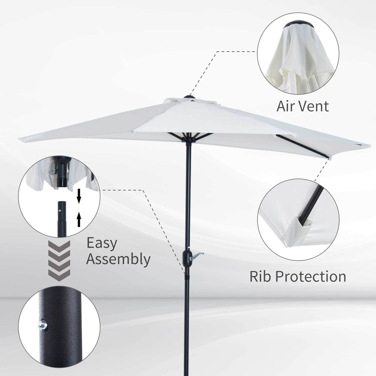 Aosom 9ft Outdoor Patio Half Round Umbrella Sunshield, image 5