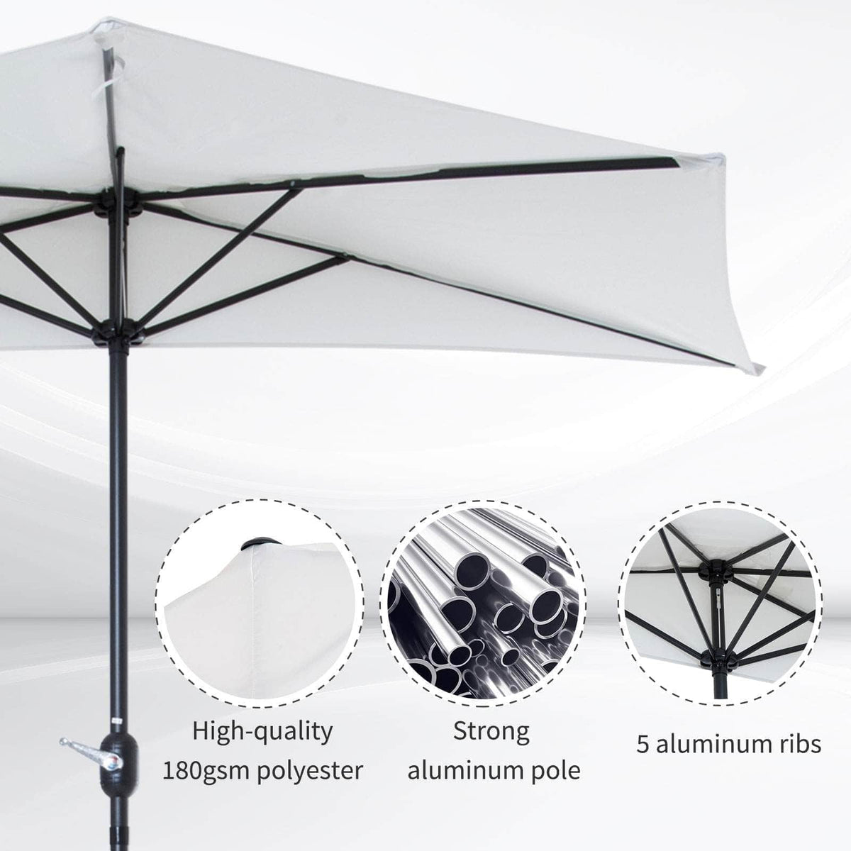 Aosom 9ft Outdoor Patio Half Round Umbrella Sunshield, image 4