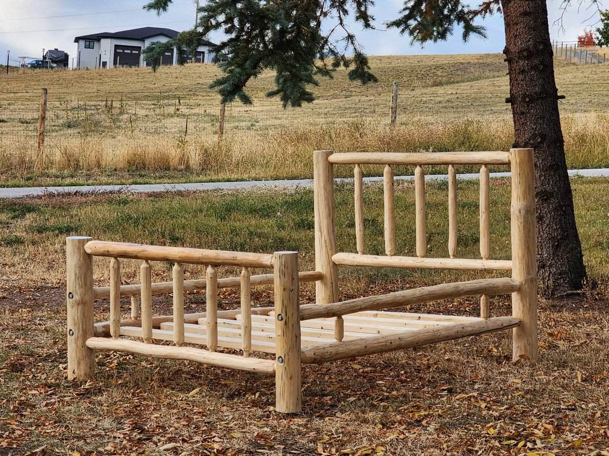 Canadian Log Furniture Traditional Solid Wood Log Cabin Bed Frame, image 1