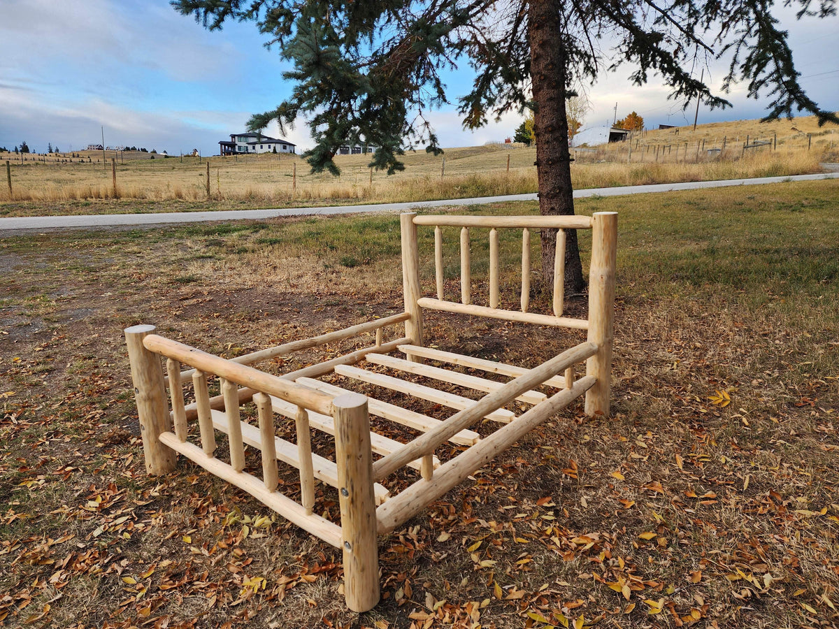 Canadian Log Furniture Traditional Solid Wood Log Cabin Bed Frame, image 3