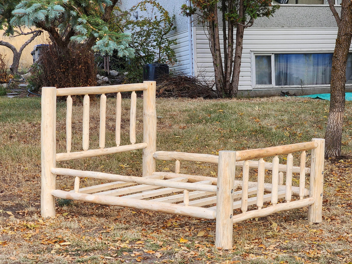Canadian Log Furniture Traditional Solid Wood Log Cabin Bed Frame, image 5
