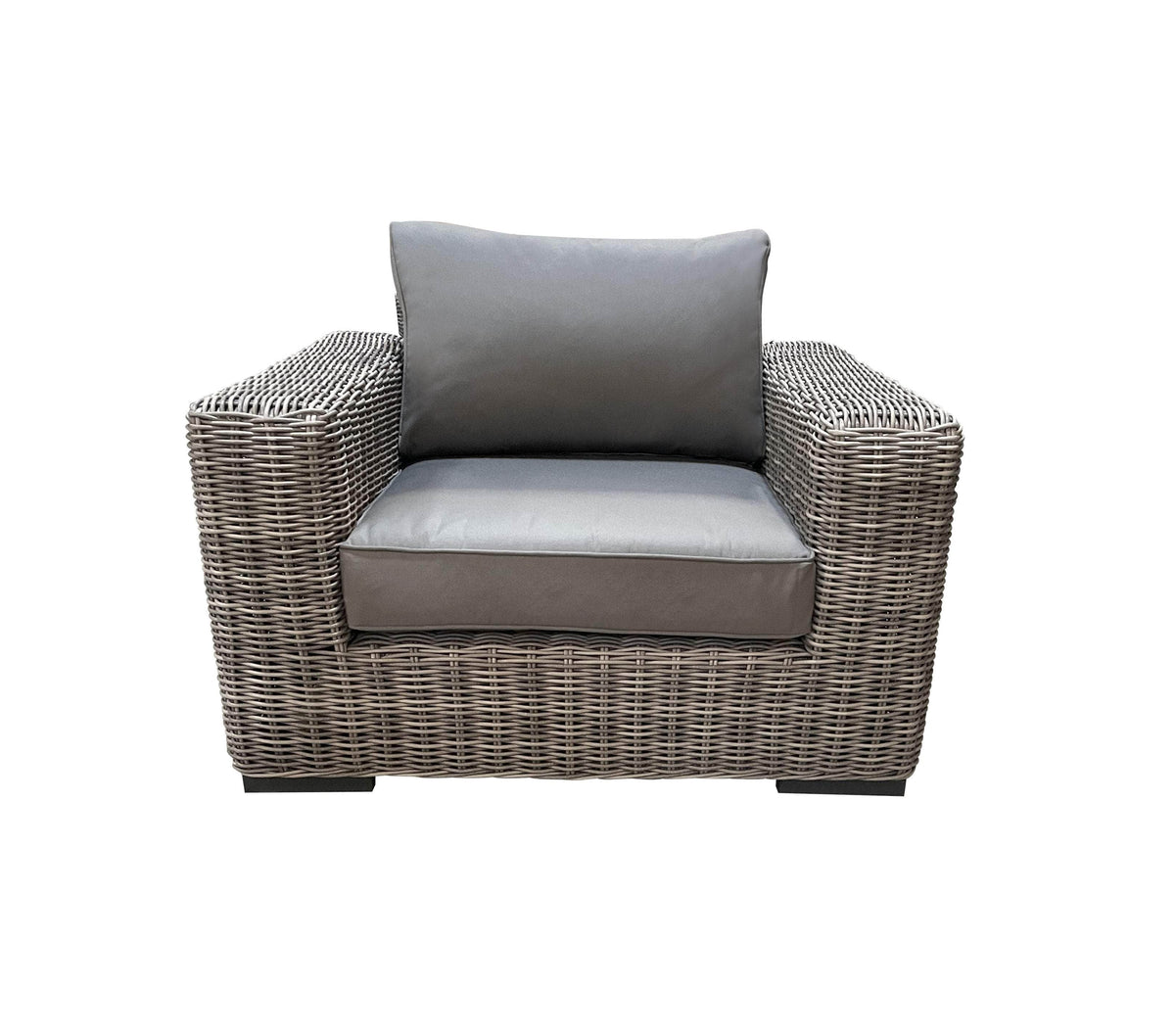 CIEUX Champagne Outdoor Patio Wicker Club Chair in Grey with Sunbrella Cushions, image 4