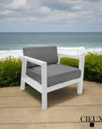 CIEUX Corsica Outdoor Patio Aluminum Metal Club Chair in White with Sunbrella Cushions, image 1