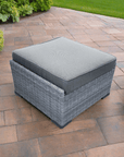 CIEUX Cannes Outdoor Patio Wicker Ottoman in Grey with Sunbrella Cushions, image 3