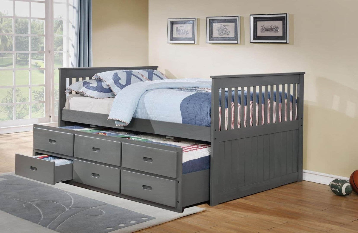 IFDC Lethbridge Twin Size Captains Platform Bed with Twin Size Trundle and 3 Drawers, image 2