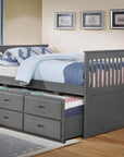 IFDC Lethbridge Twin Size Captains Platform Bed with Twin Size Trundle and 3 Drawers, image 2