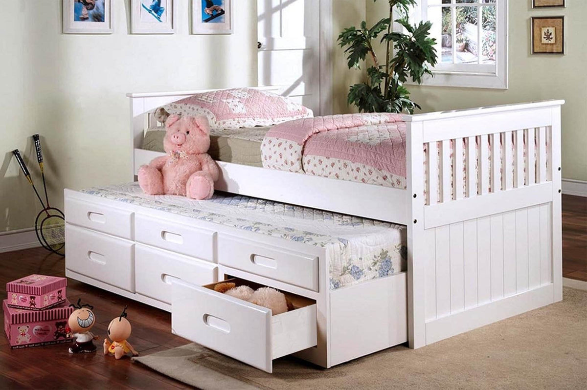 IFDC Lethbridge Twin Size Captains Platform Bed with Twin Size Trundle and 3 Drawers, image 3