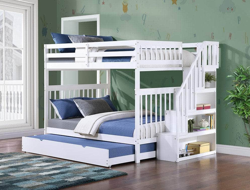 IFDC Columbia Solid Wood Mission Full over Full Bunk Bed with Reversible Storage Stairway Chest, image 2