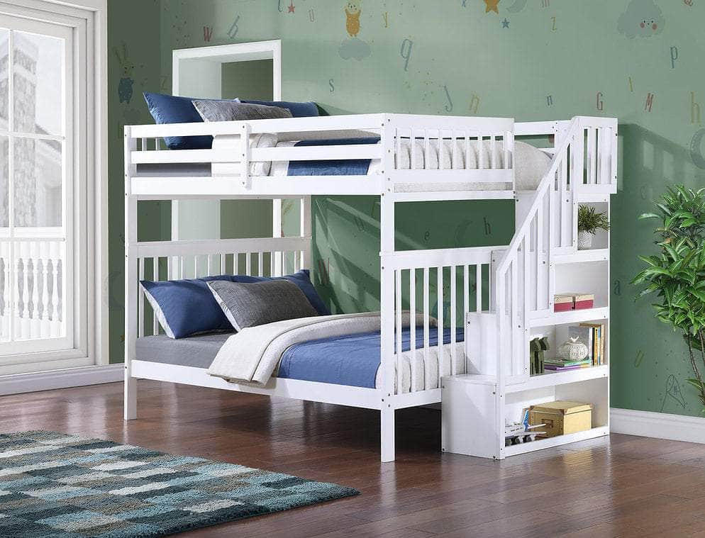 IFDC Columbia Solid Wood Mission Full over Full Bunk Bed with Reversible Storage Stairway Chest, image 3
