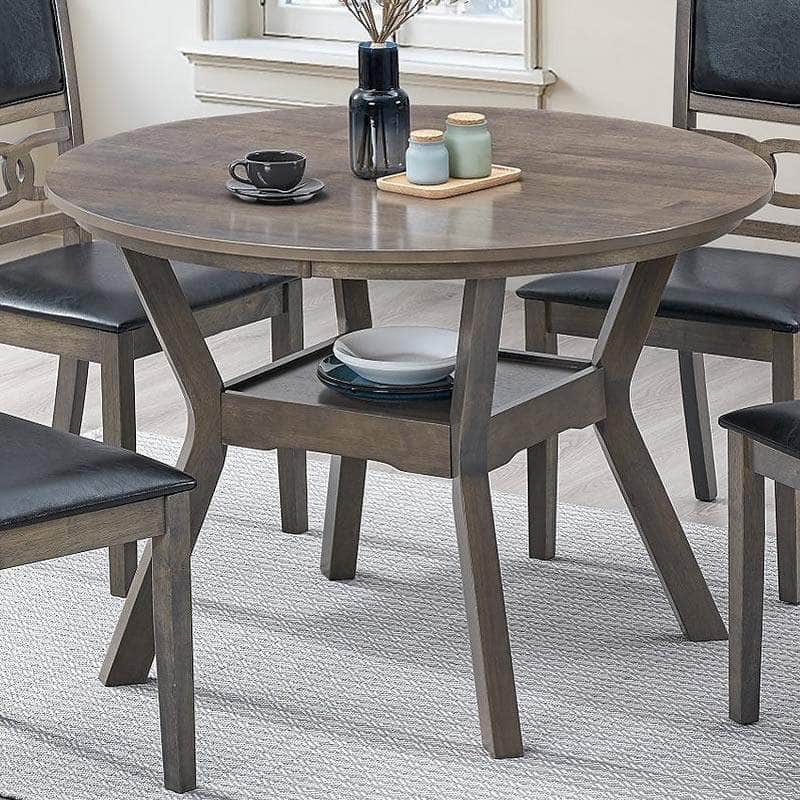 IFDC Coalhurst 5 Piece Round Rubber Wood and Wood Veneers Dining Room Furniture Set, image 9