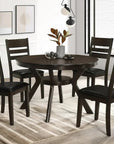 IFDC Rossland 5 Piece Round Espresso Dining Room Furniture Set, image 4