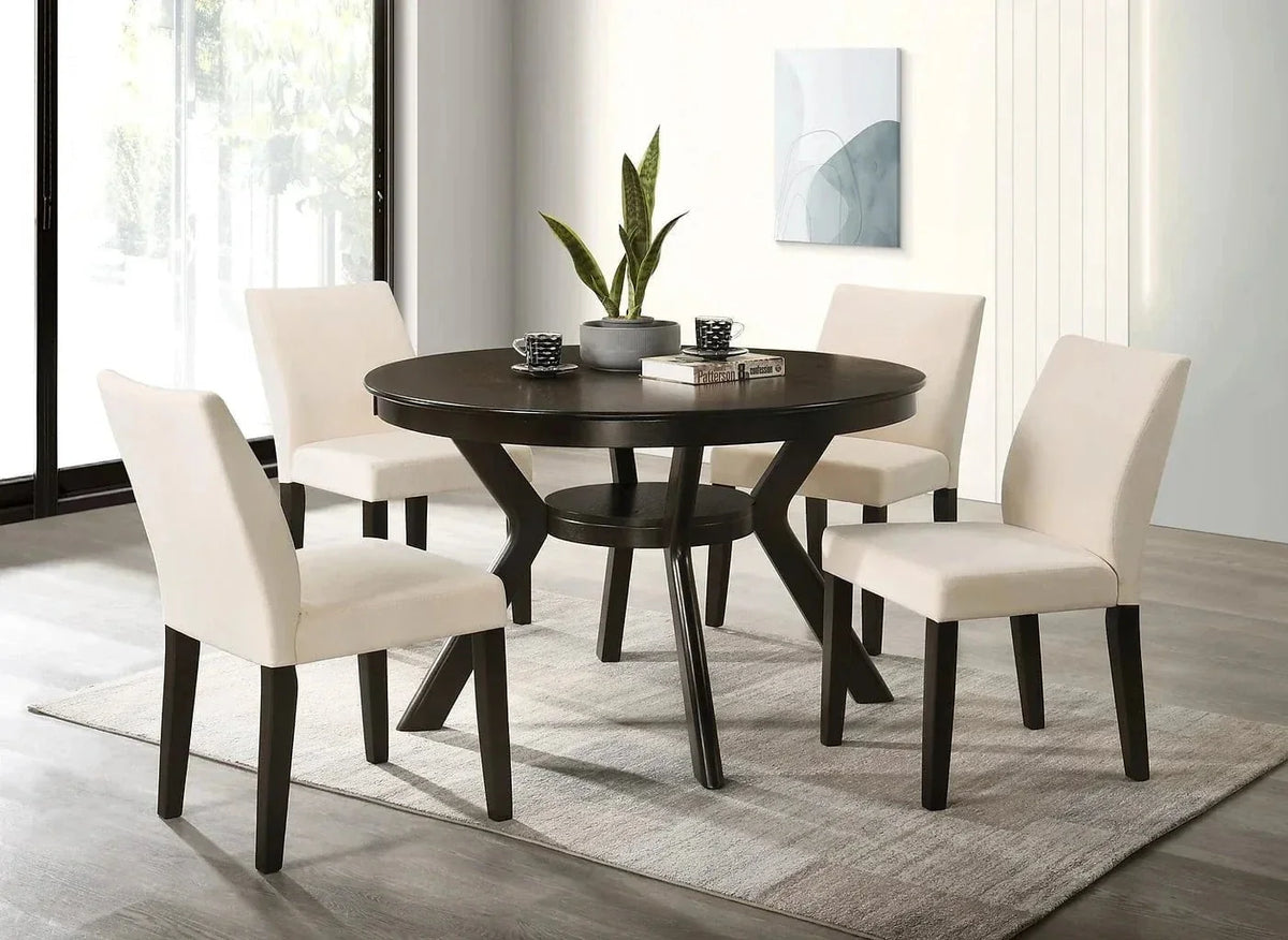 IFDC Rossland 5 Piece Round Espresso Dining Room Furniture Set, image 6