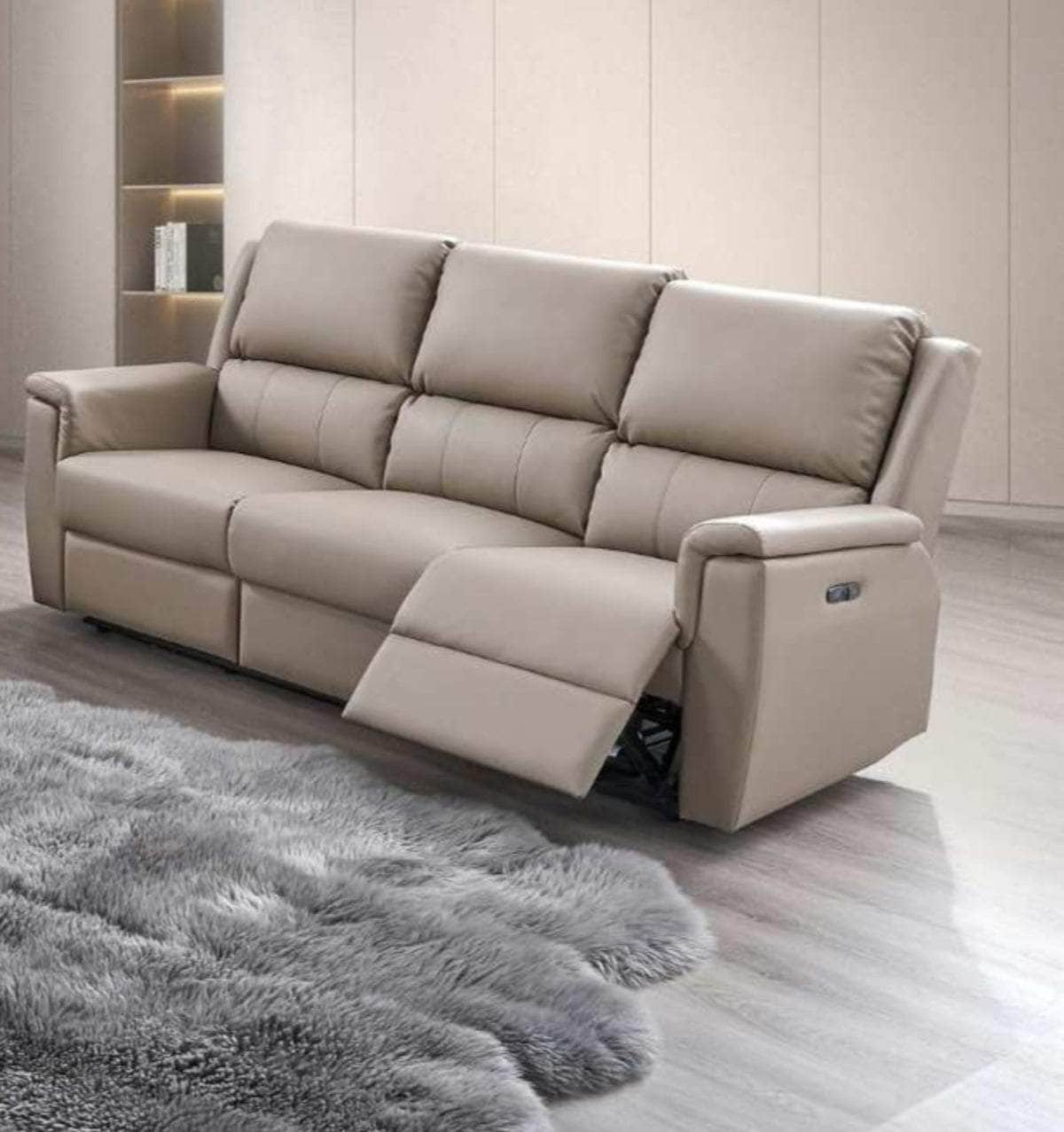 IFDC Kindersley 3 Piece Power Reclining Sofa, Loveseat and Chair Set in Stone Faux Leather, image 4