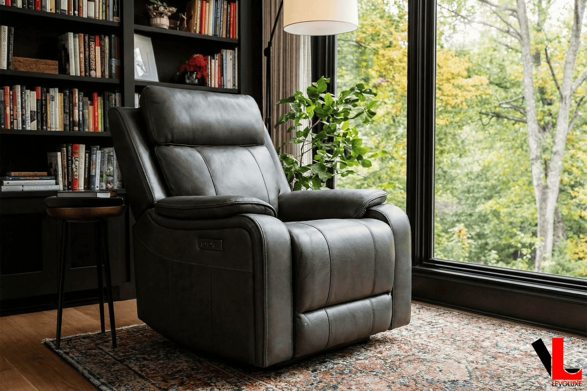 Levoluxe Brindle 36.5" Leather Match Power Reclining Chair, image 1
