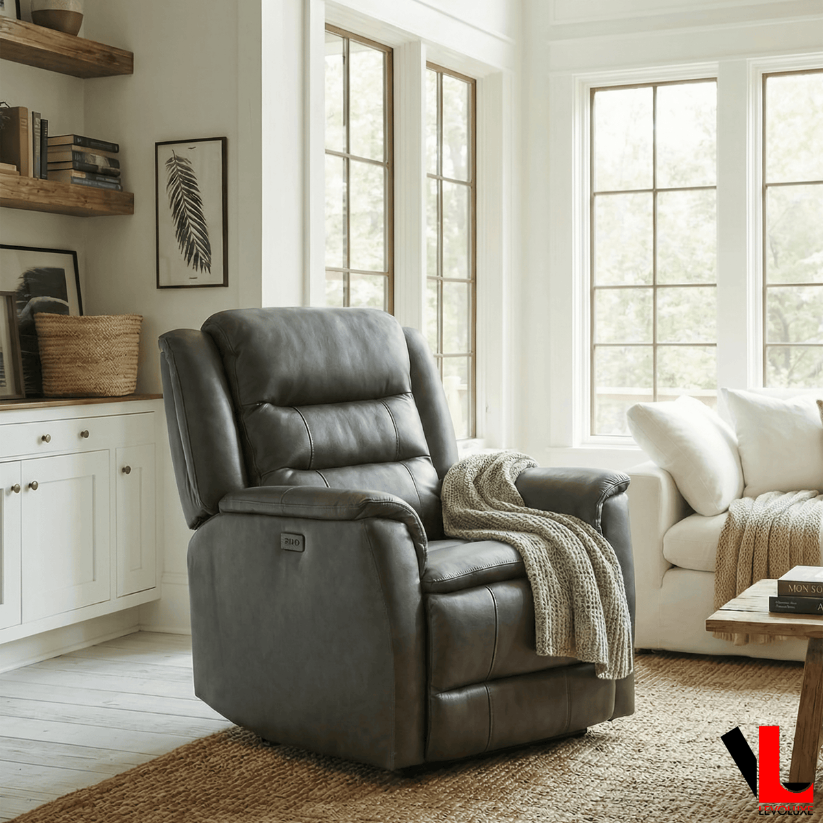 Levoluxe Carter 35" Power Reclining Chair in Leather Match, image 2