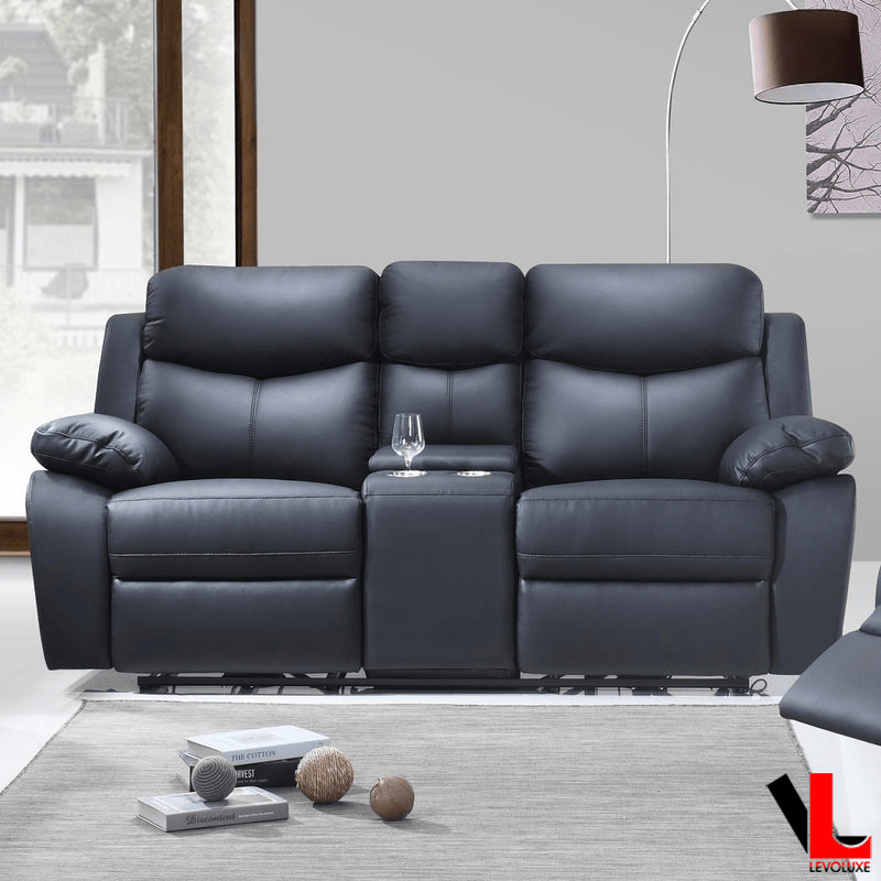 Levoluxe Aveon 76" Pillow Top Arm Reclining Loveseat with Storage Console in Leather Match, image 1