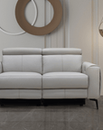 Levoluxe Lennox 67" Power Reclining Loveseat with Adjustable Headrest in Light Grey Leather Match, image 1