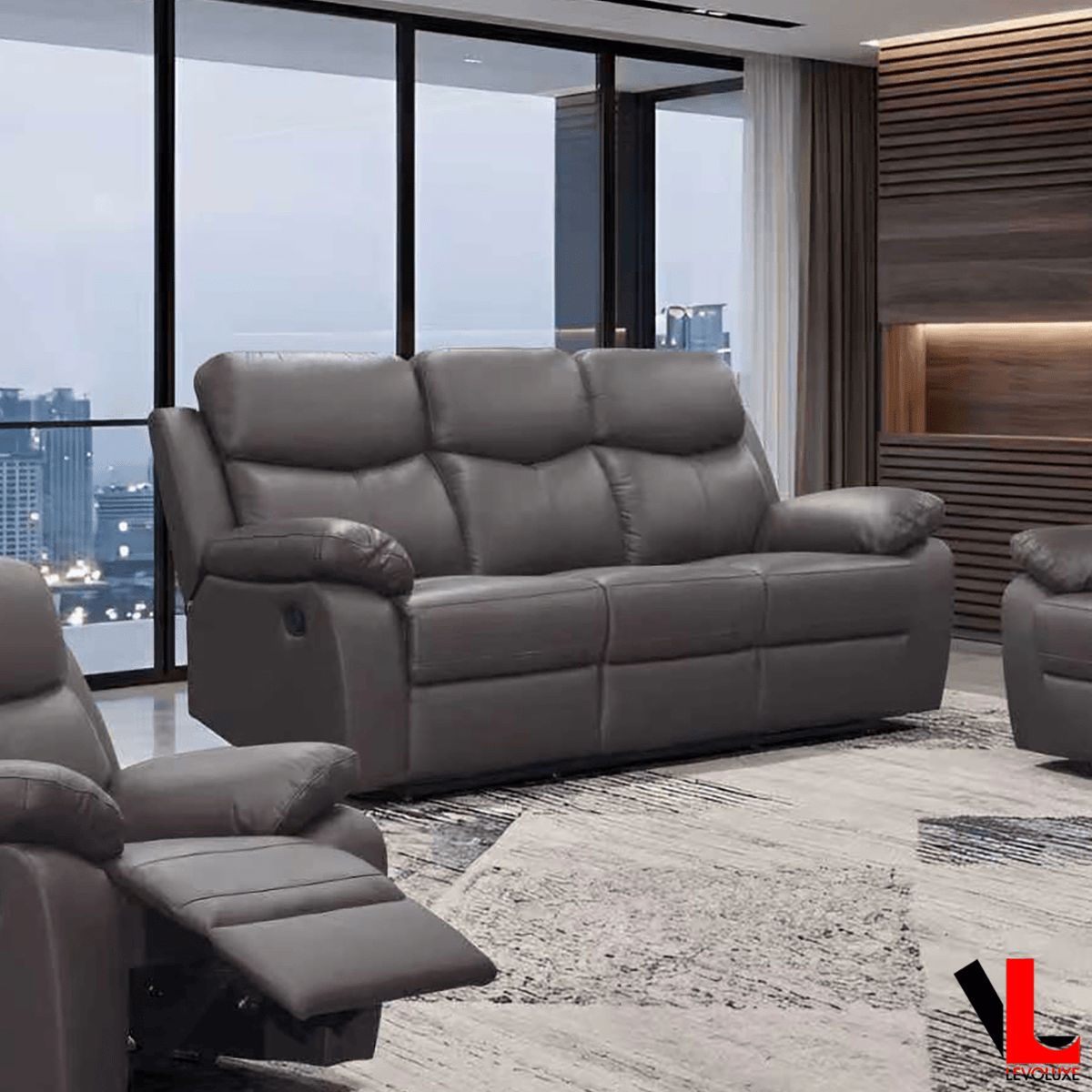 Levoluxe Aveon 83" Pillow Top Arm Reclining Sofa in Leather Match, image 10