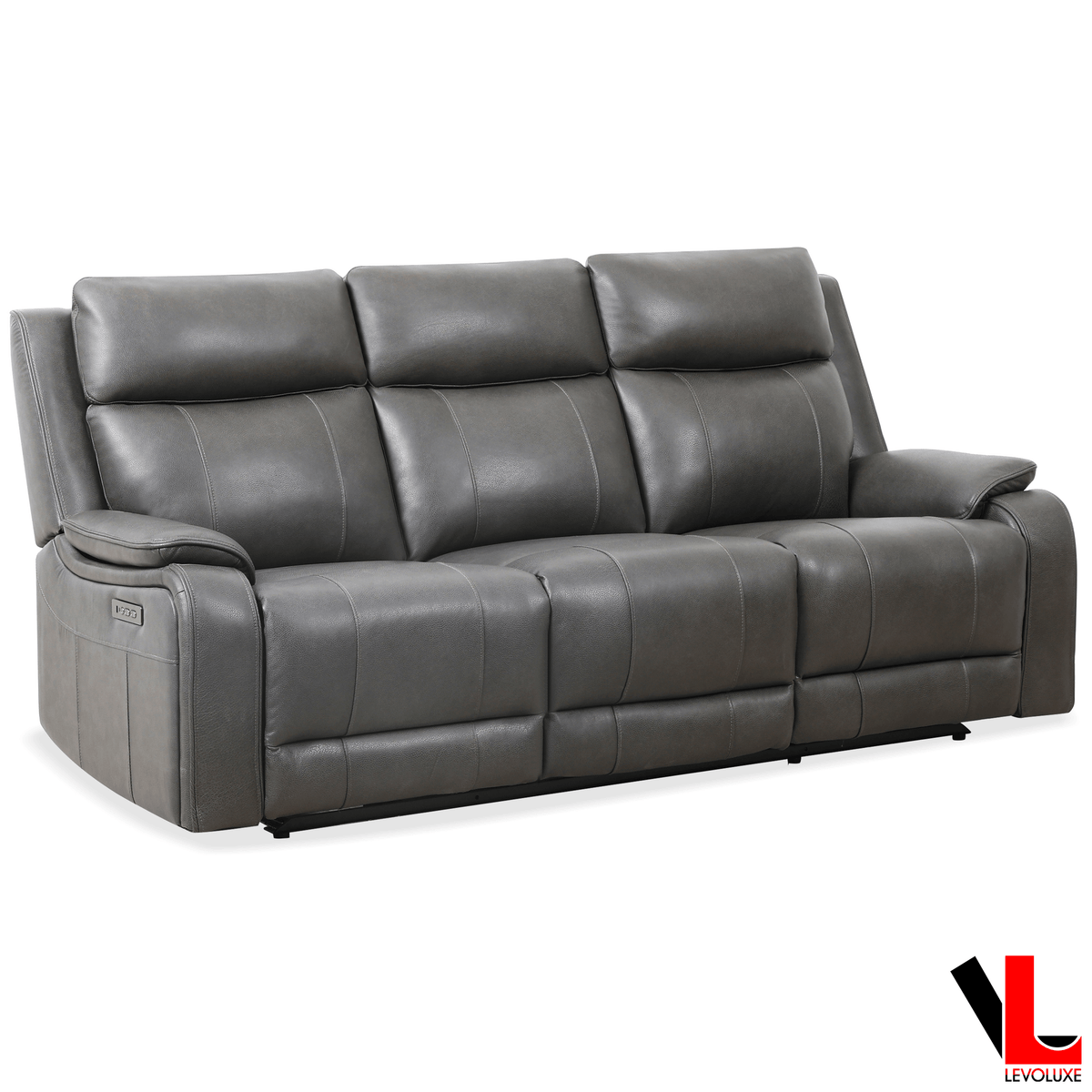 Levoluxe Brindle 83.5" Leather Match Power Reclining 3 Seater Sofa, image 4