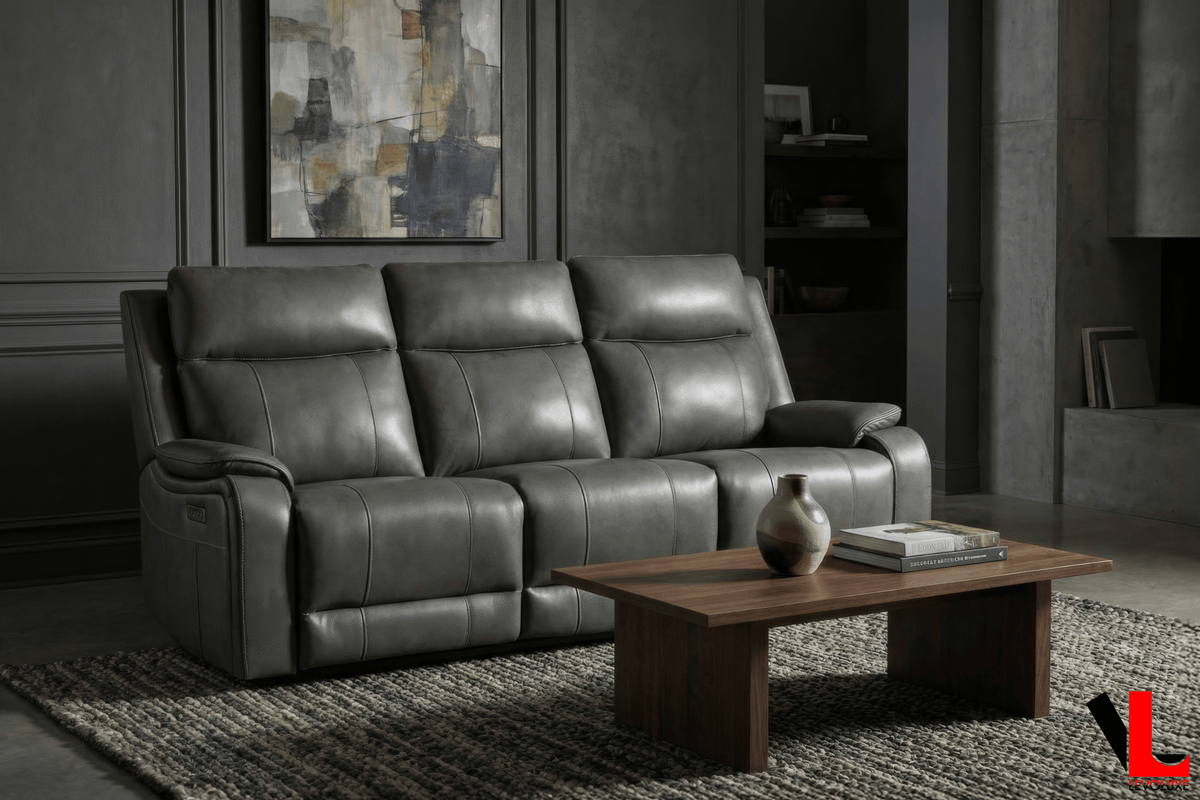 Levoluxe Brindle 83.5" Leather Match Power Reclining 3 Seater Sofa, image 1