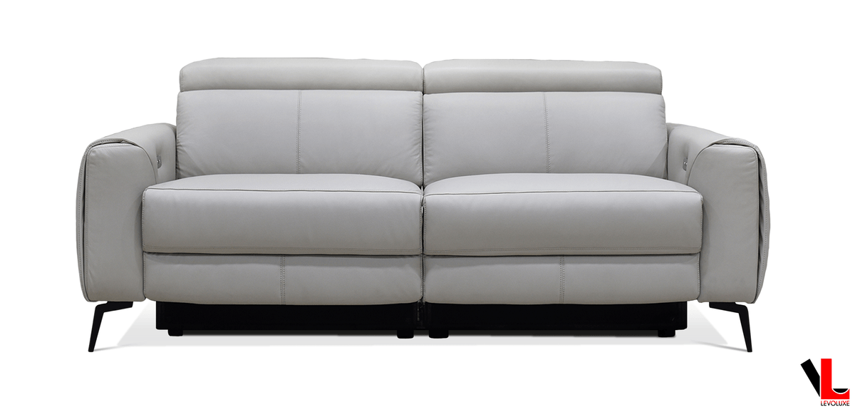 Levoluxe Lennox 81" Power Reclining Sofa with Adjustable Headrest in Light Grey Leather Match, image 4